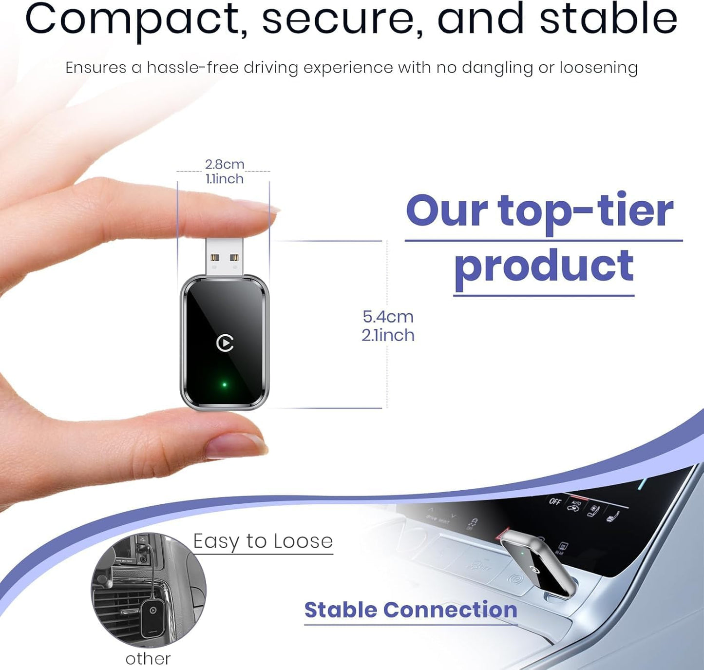 Adaptador inalámbrico CarPlay, para iPhone, Mini Size