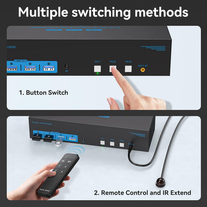 Conmutadores KVM, para triple monitor, 4 Puertos USB 3.0.