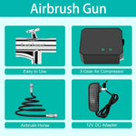 Kit de aerógrafo Gocheer, 40 PSI con compresor de aire, cepillo de limpieza