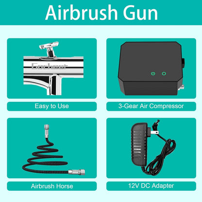 Kit de aerógrafo Gocheer, 40 PSI con compresor de aire, cepillo de limpieza