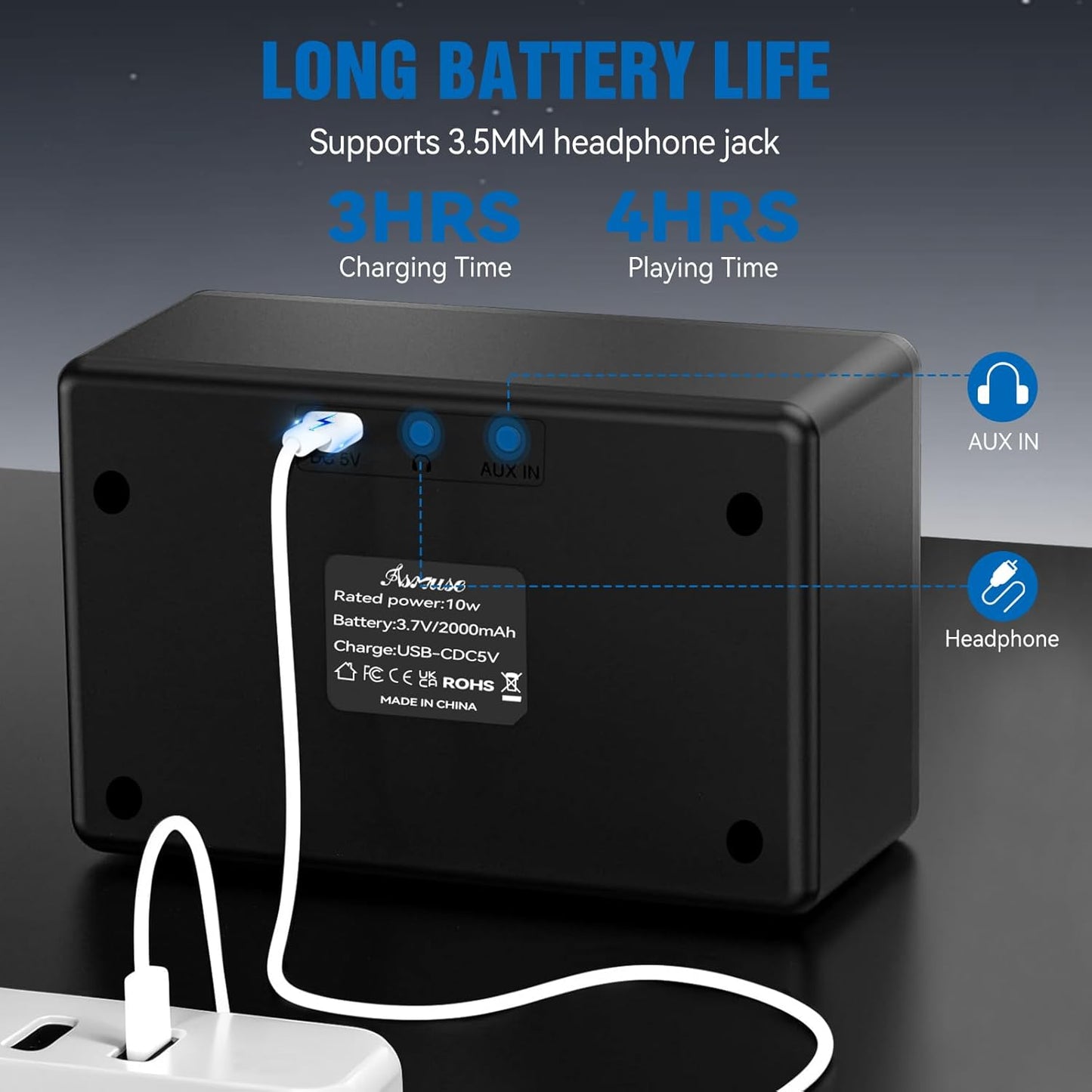 Amplificador de guitarra eléctrica portátil de 10W, Asmuse BGA-10.