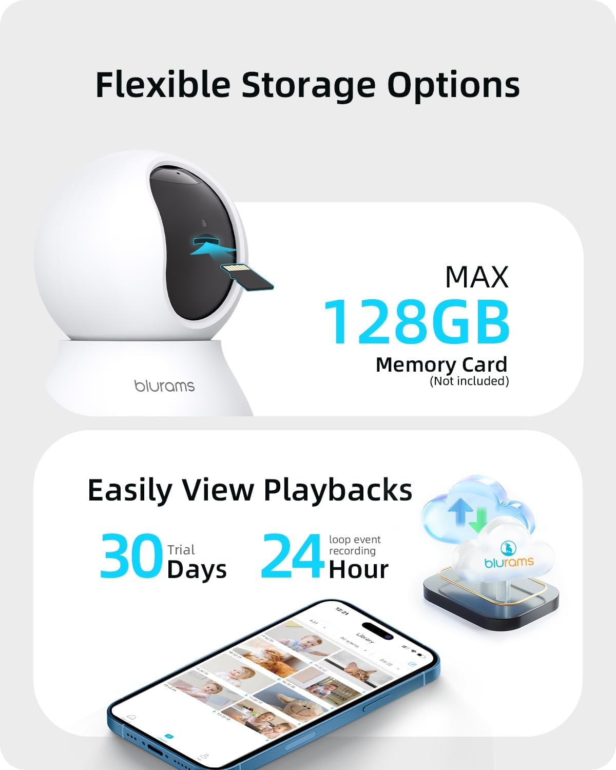 Cámara de seguridad interior, Compatible con Alexa, WiFi.