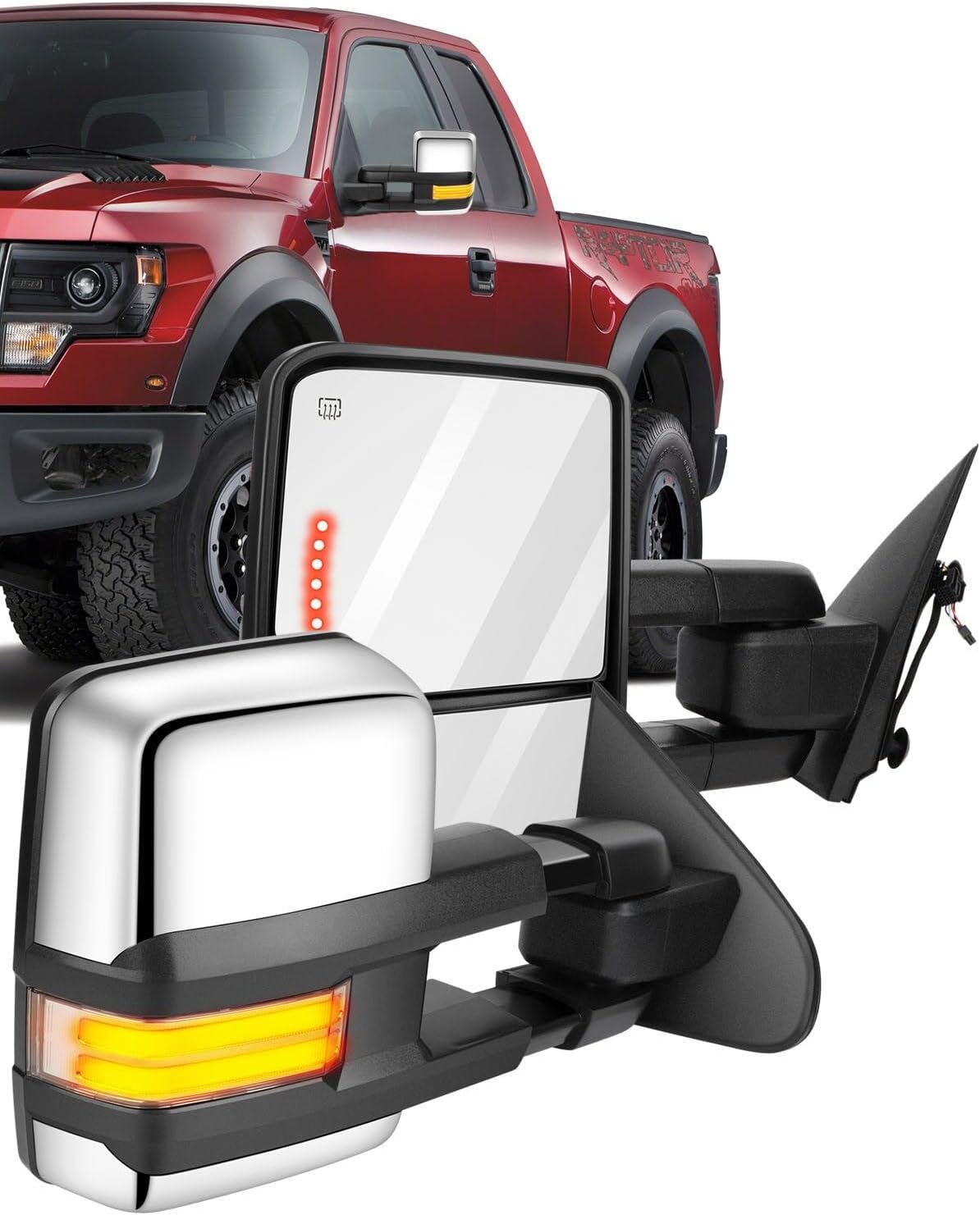 Espejo de remolque con luces de marcha atrás,carcasa Derecho. Silverado