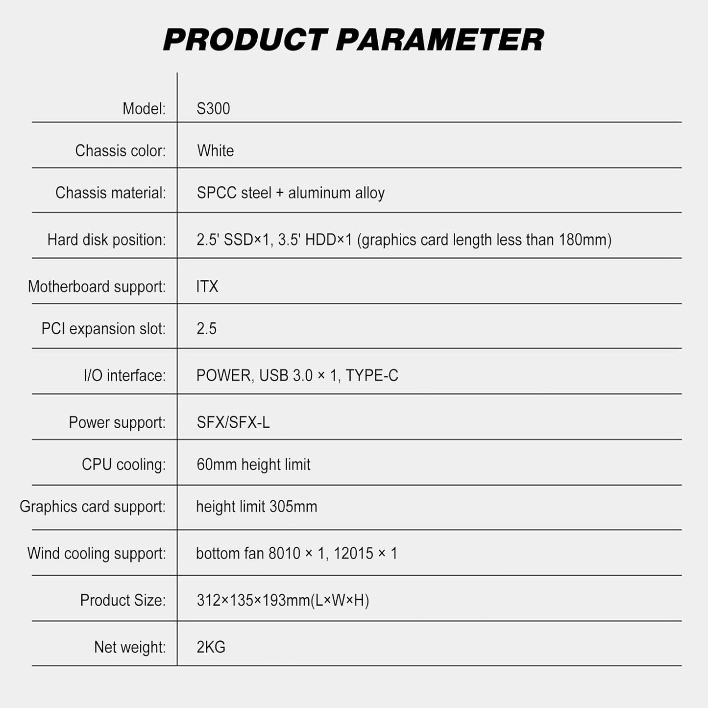 Gabinete pequeño para PC portátil, S300 - Mini-ITX PC
