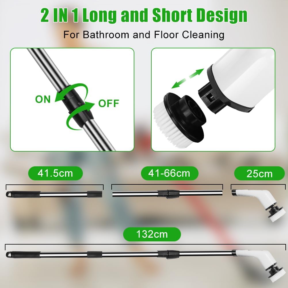 Cepillo eléctrico giratorio OSDUE, inalámbrico, para ducha, con 8 cabezales reemplazables.