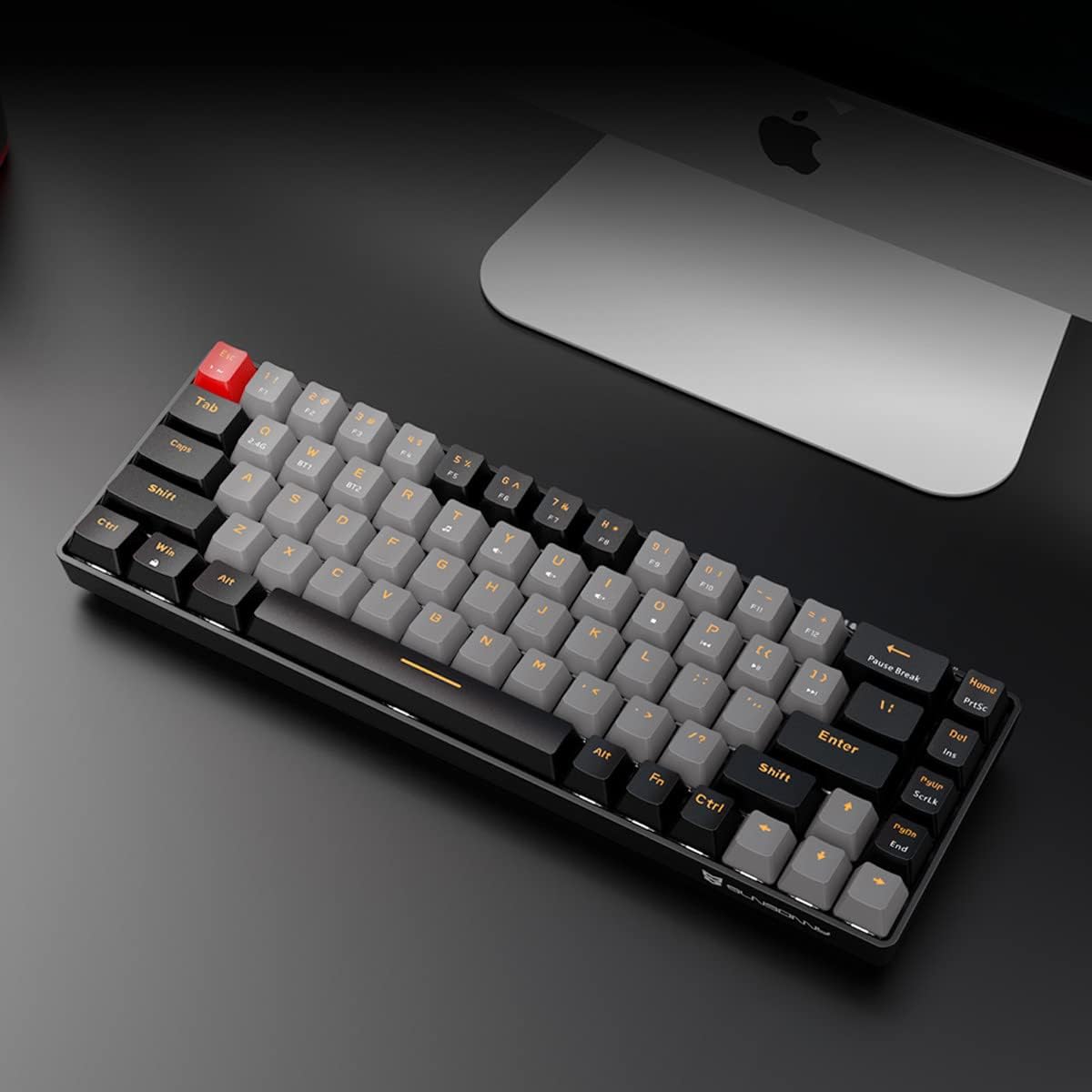 Qisan Teclado mecánico para juegos de modo dual 2.4G/BT.