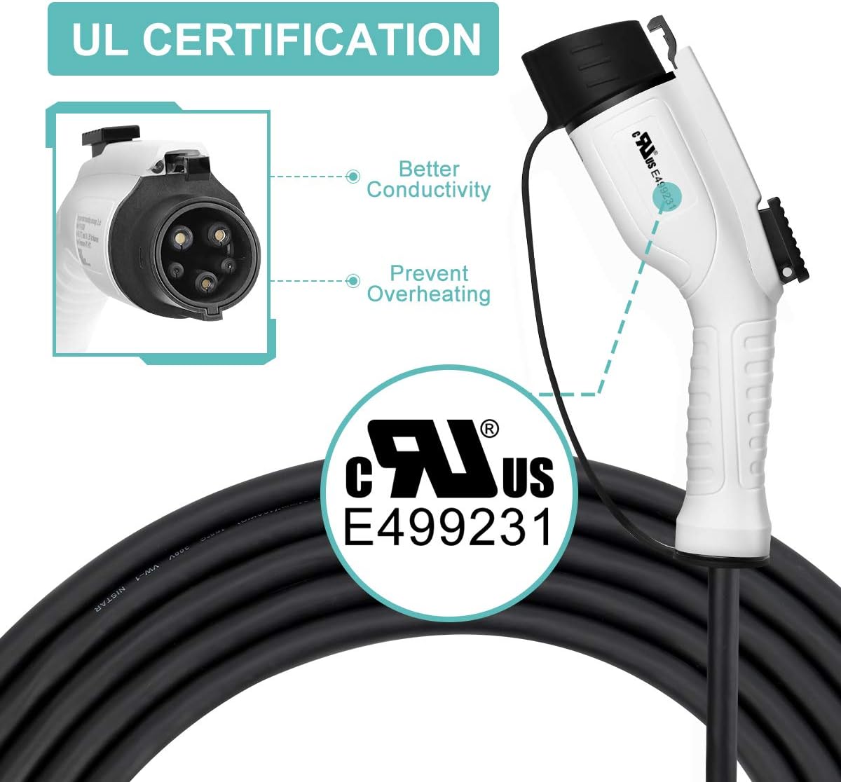 Max Green, Cargador Ev Nivel 2, Cinco Cables Adaptadores