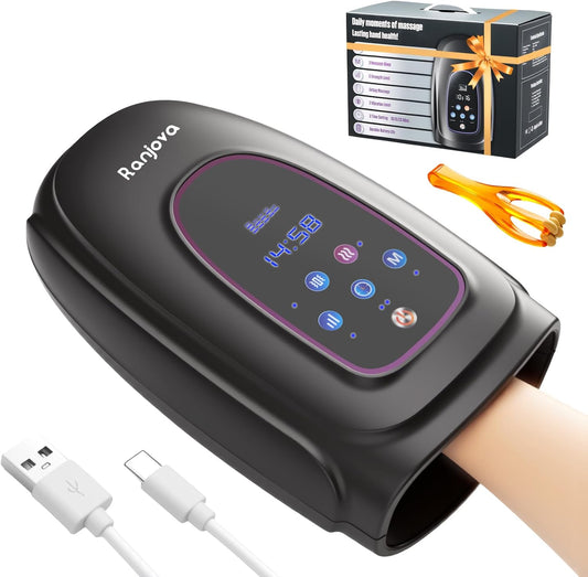 Masajeador de manos con calor y compresión, inalámbrico.