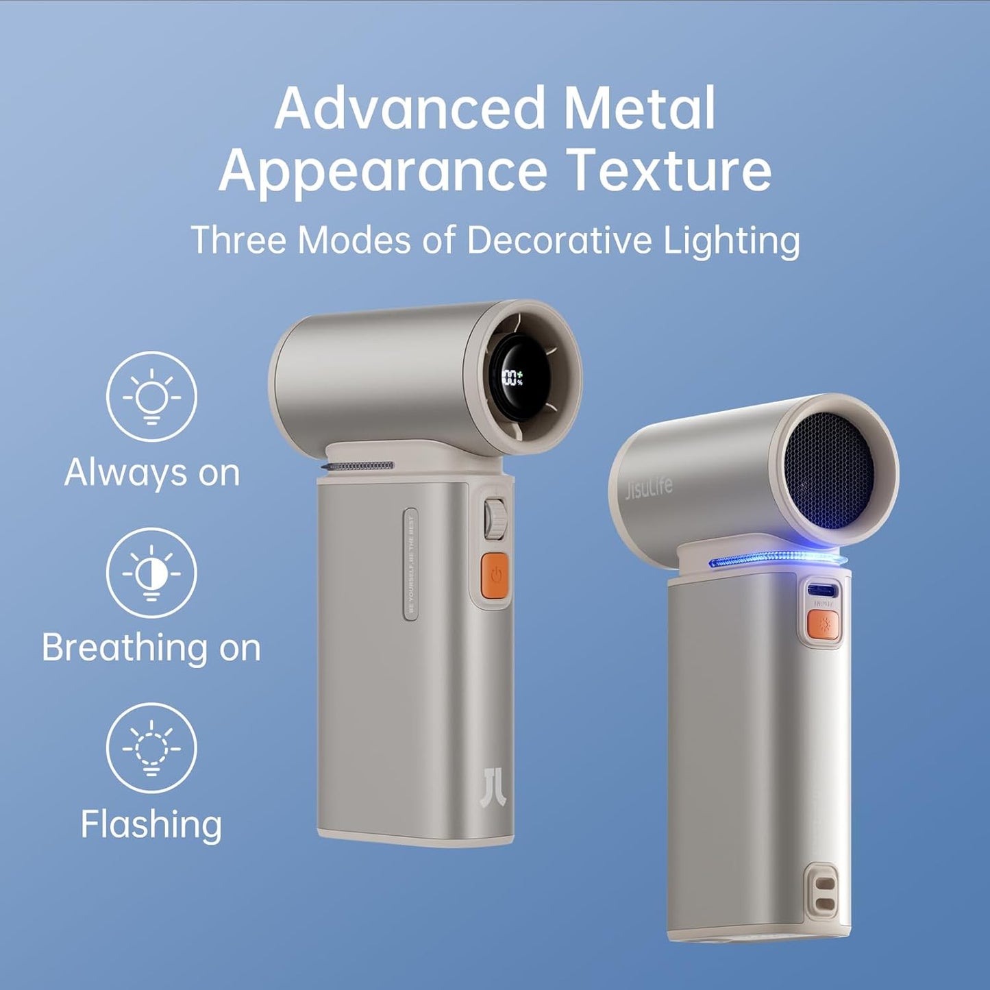 Ventilador turbo portátil de mano, Jisulife, recargable.(USADO)