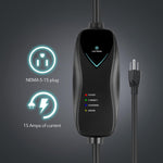 Cargador EV de Nivel 1, Lectron J1772, 16 Ft, Nema 5-15, 15A.
