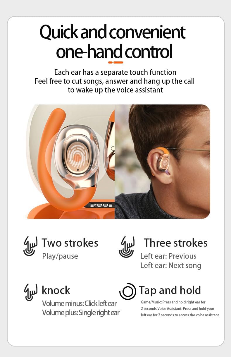FOSENHL - Auriculares inalámbricos con cintas para los oídos.