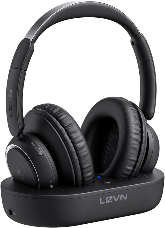 LEVN Auriculares de TV con base de carga LE-HS018