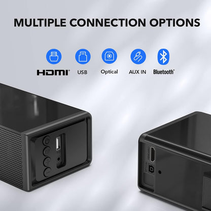 Barra de sonido para TV, Bluetooth/HDMI, USB, 31", Sonido envolvente.