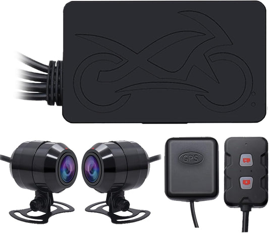 Geloo Cámara de tablero de motocicleta dual 1080P Dash Cam