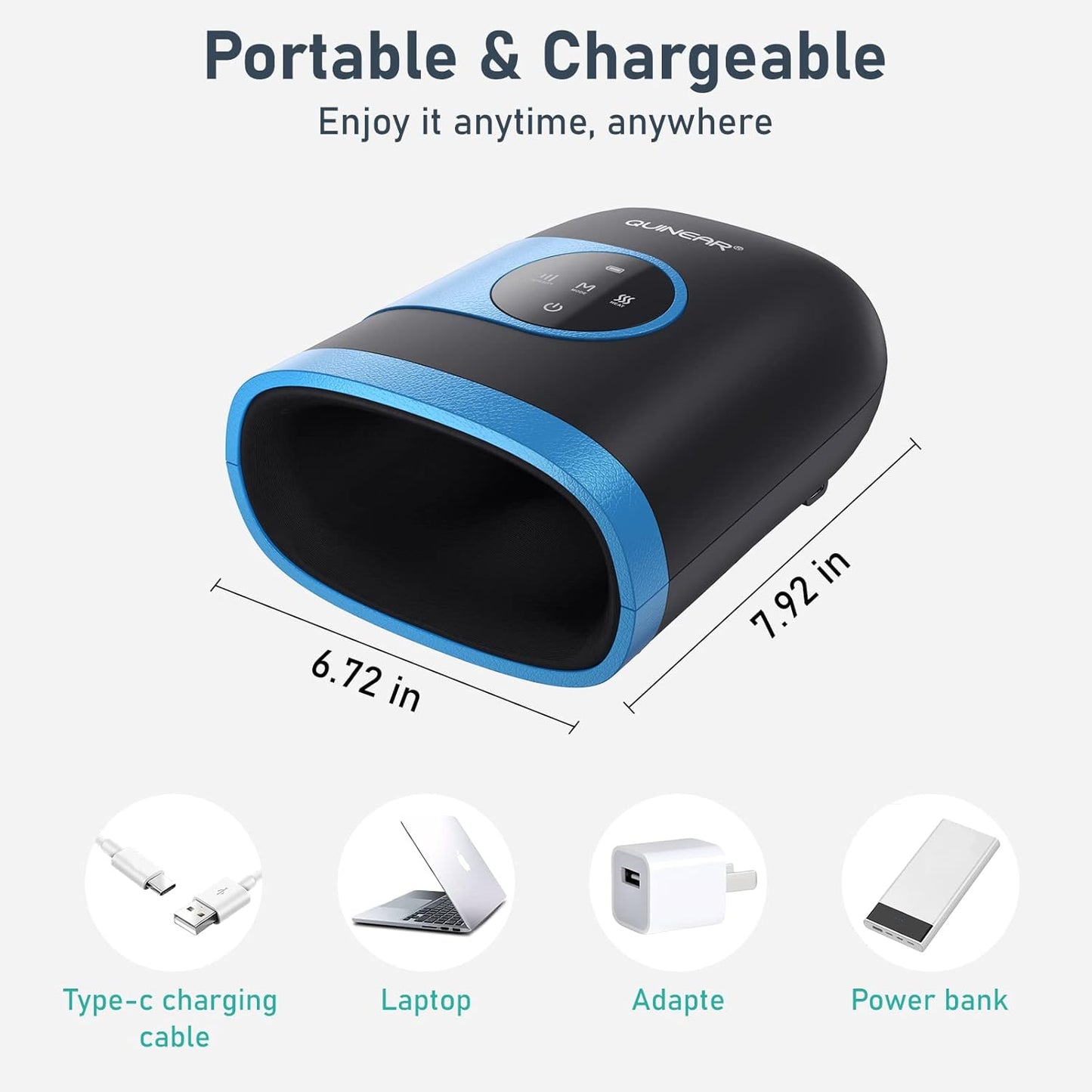 Masajeador de manos inalámbrico con calor y compresión para artritis