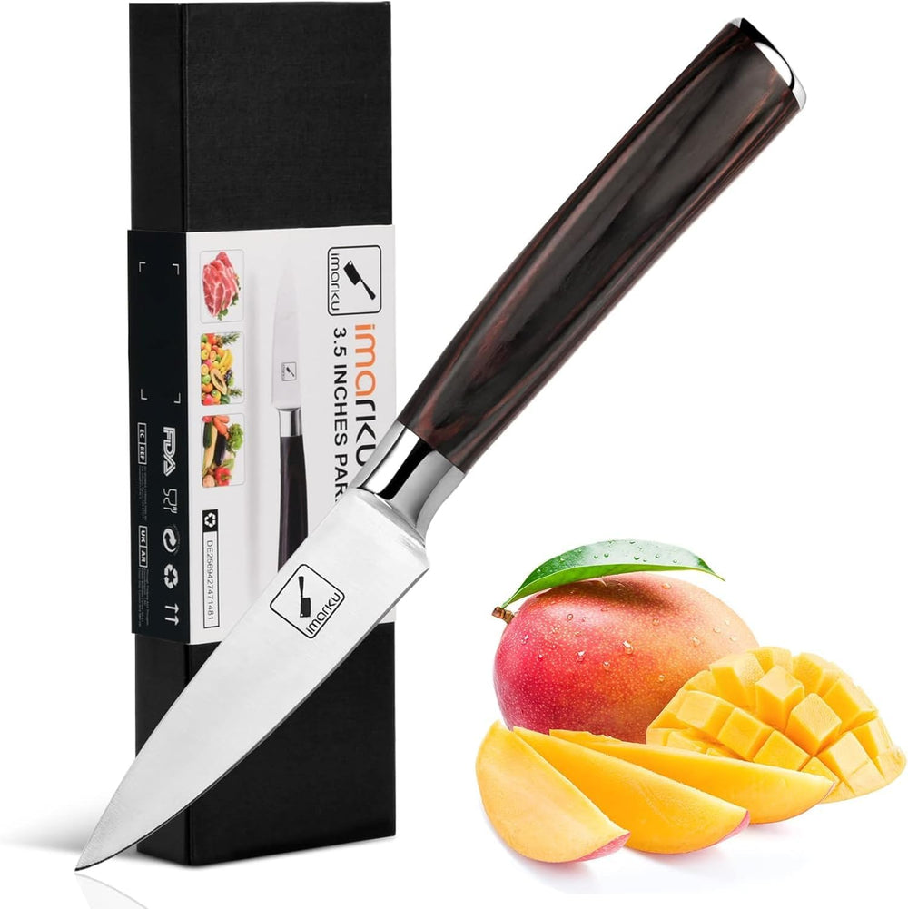 Cuchillo de pelar, 3.5", acero inoxidable, mango Pakkawood.