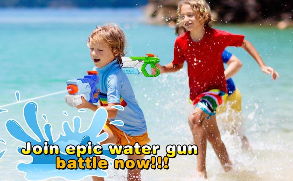 Paquete 8 pistolas de agua para niños de largo alcance