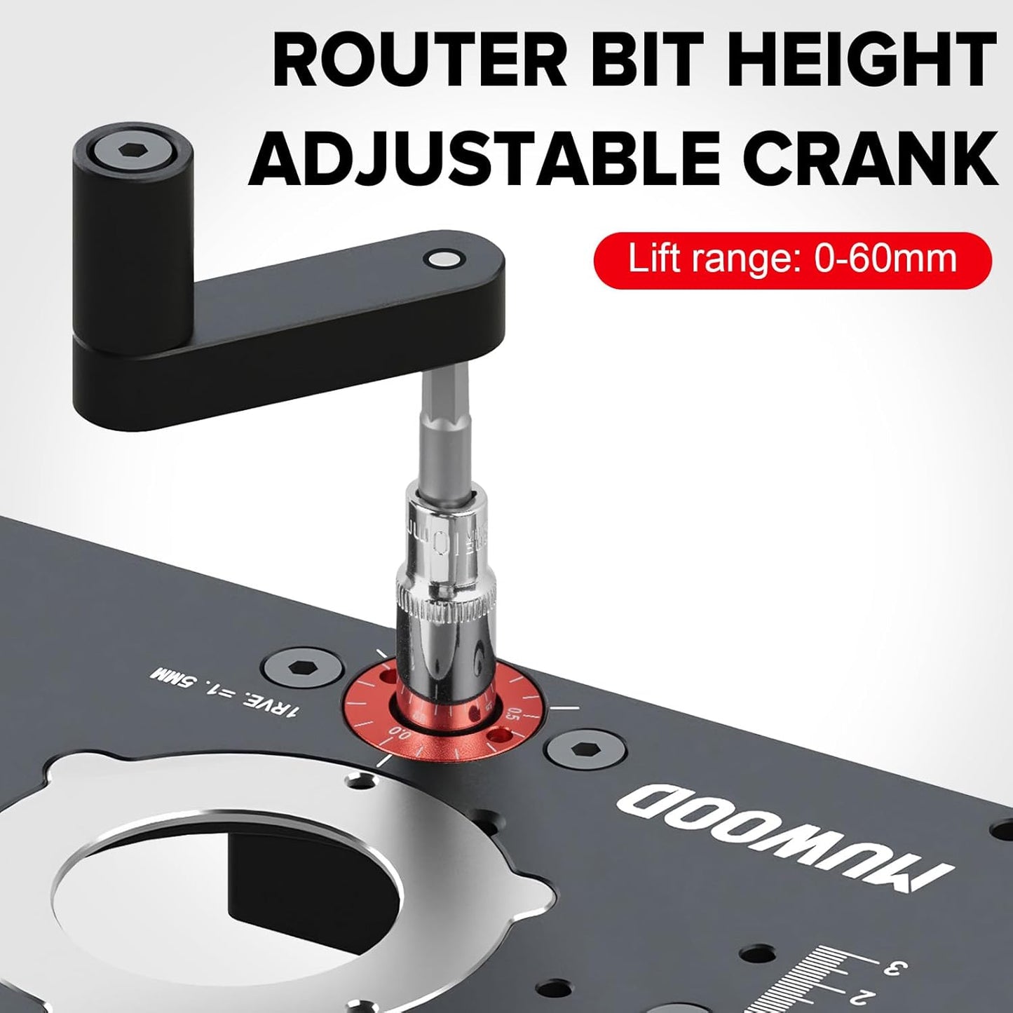 Sistema de elevación de mesa de enrutador de precisión, carpinteria.