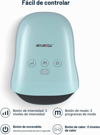 Masajeador De Manos Cincom CM-026H-BU, Con Calor Y Compresión