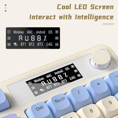 Teclado para juegos AULA S99 Pro, visualización y perilla multimedia.