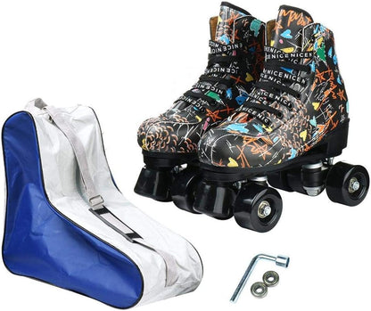 Patines de doble fila, ruedas con luces, diseño de graffiti (TALLA 41).