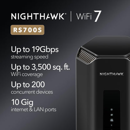 Router Netgear Nighthawk Tri-Band WiFi 7 (RS700S), 200 Dispositivos.