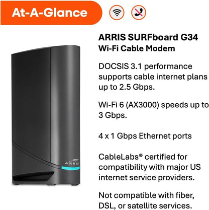 ARRIS G34 Combo de enrutador de Cable para módem