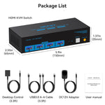 Conmutador KVM,HDMI, 2 puertos compartidos, 4 USB, 3.0.