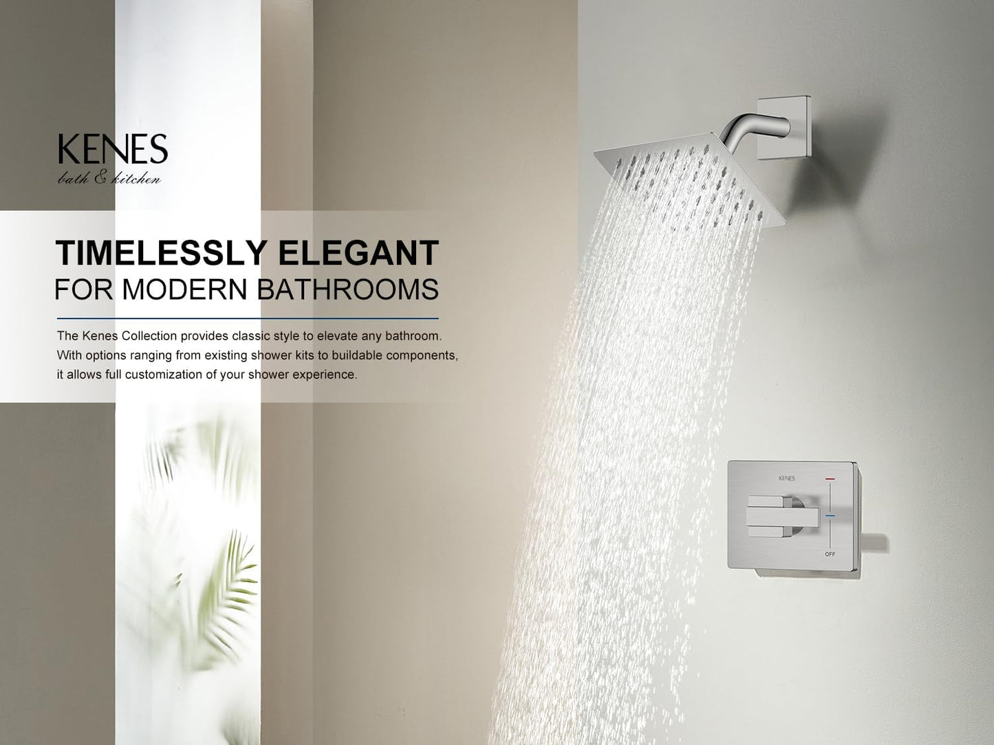 Grifo de ducha cuadrado con cabezal de ducha de lluvia inoxidable.