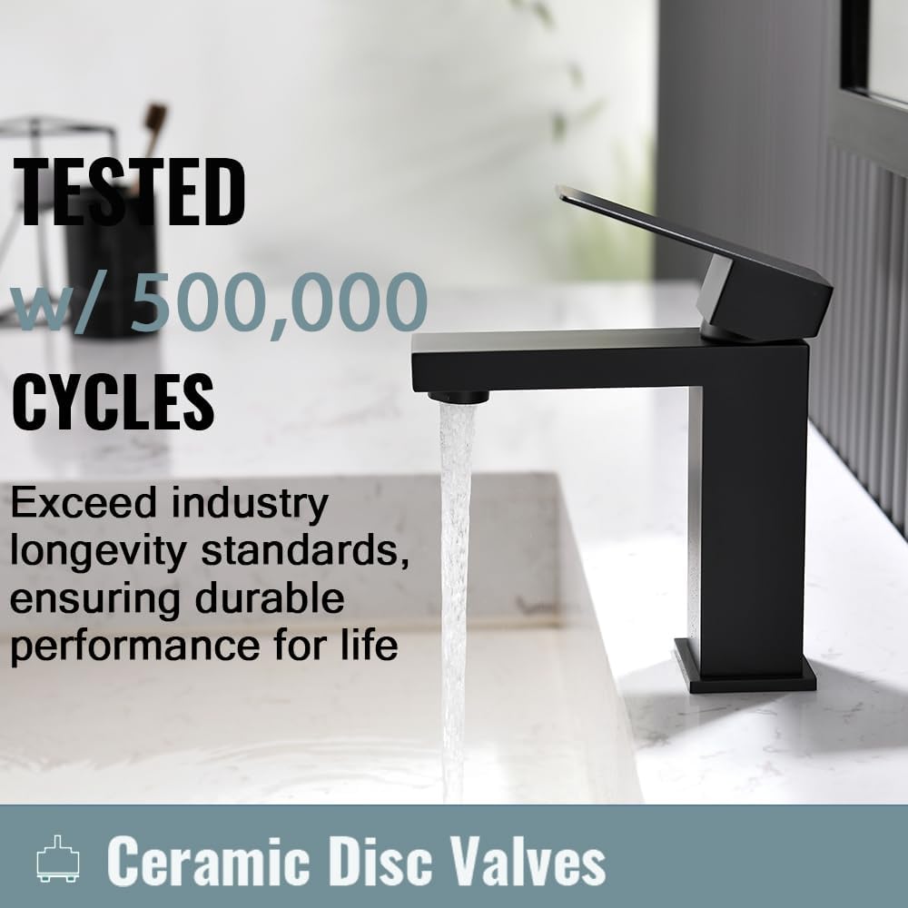 Grifo para lavabo de baño Vsunhoo negro mate con desagüe