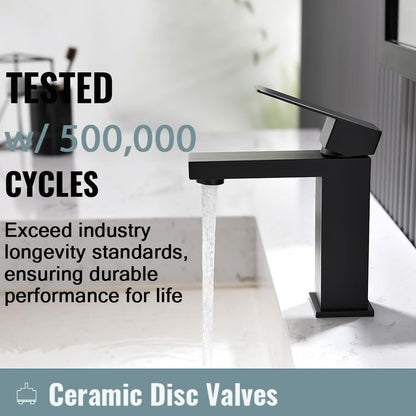 Grifo para lavabo de baño Vsunhoo negro mate con desagüe