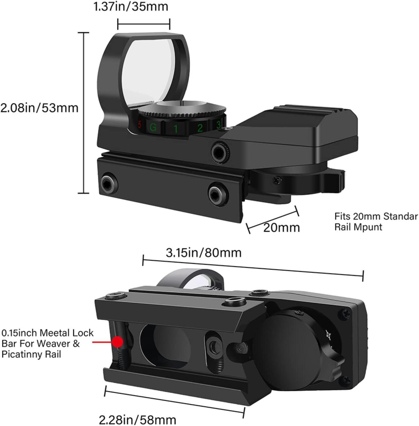 Mira telescópica deportiva HD101 riel de 11/20 mm