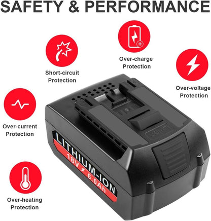 Batería de litio, repuesto, 18V, 6.0 Ah para Bosch BAT609.