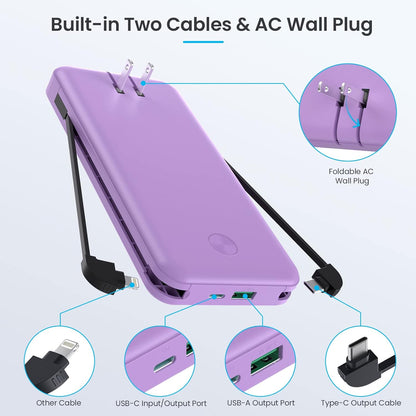 Cargador hx100j3 portátil con cables integrados y enchufe