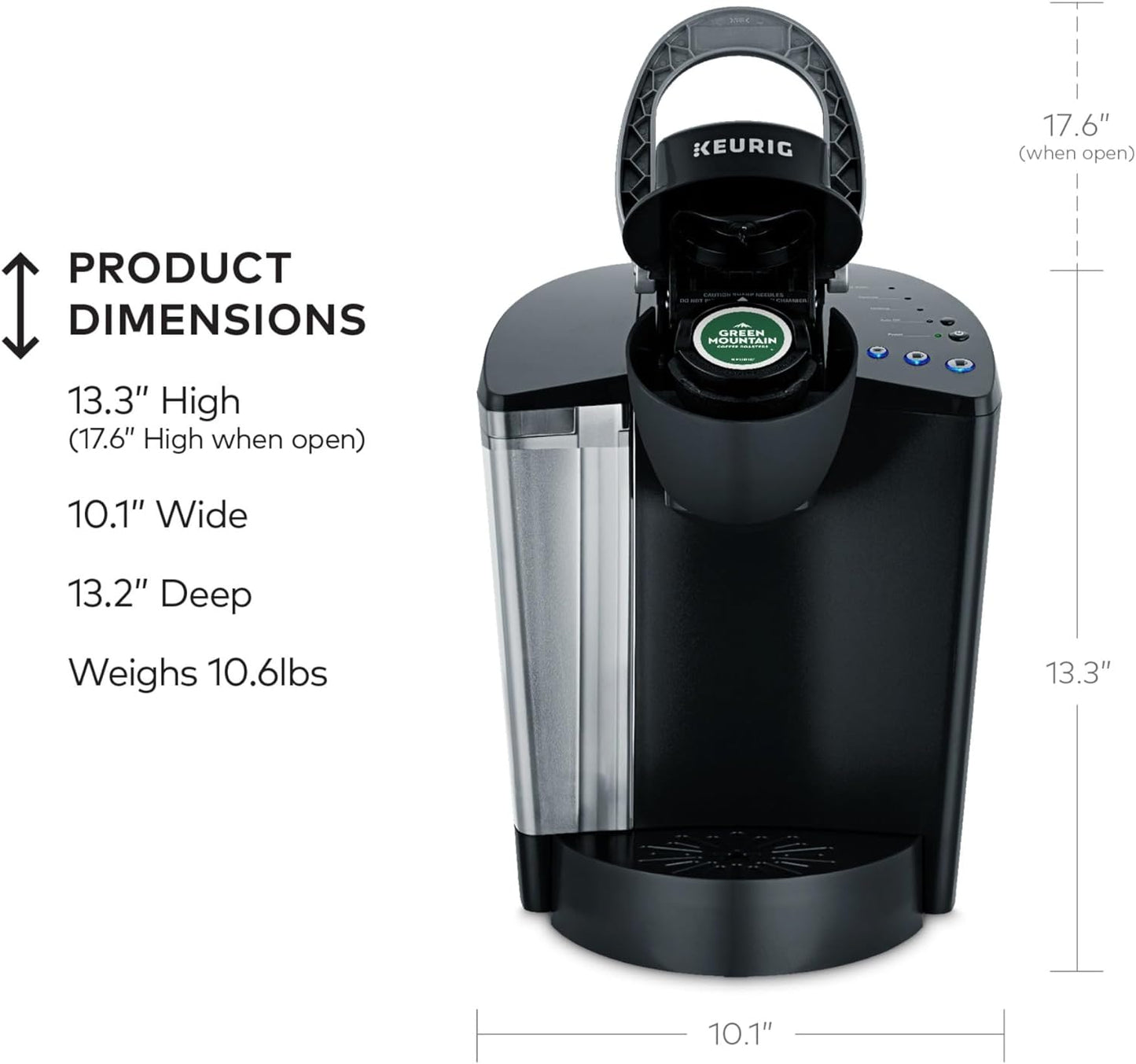 Cafetera Keurig K-Classic de una sola porción K-Cup Pod, con 3 tamaños , 48 oz