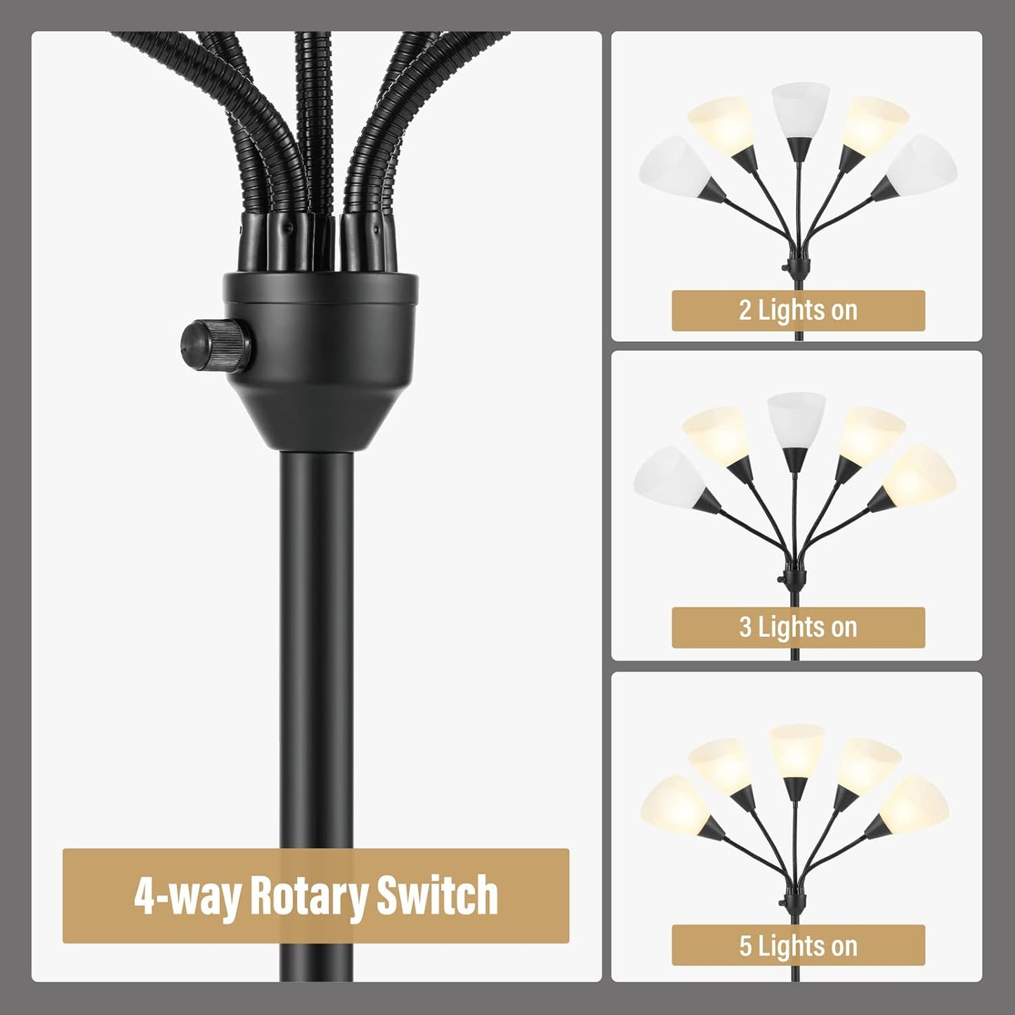 Honoding Medusa - Lámparas De Pie Con 5 Cabezales