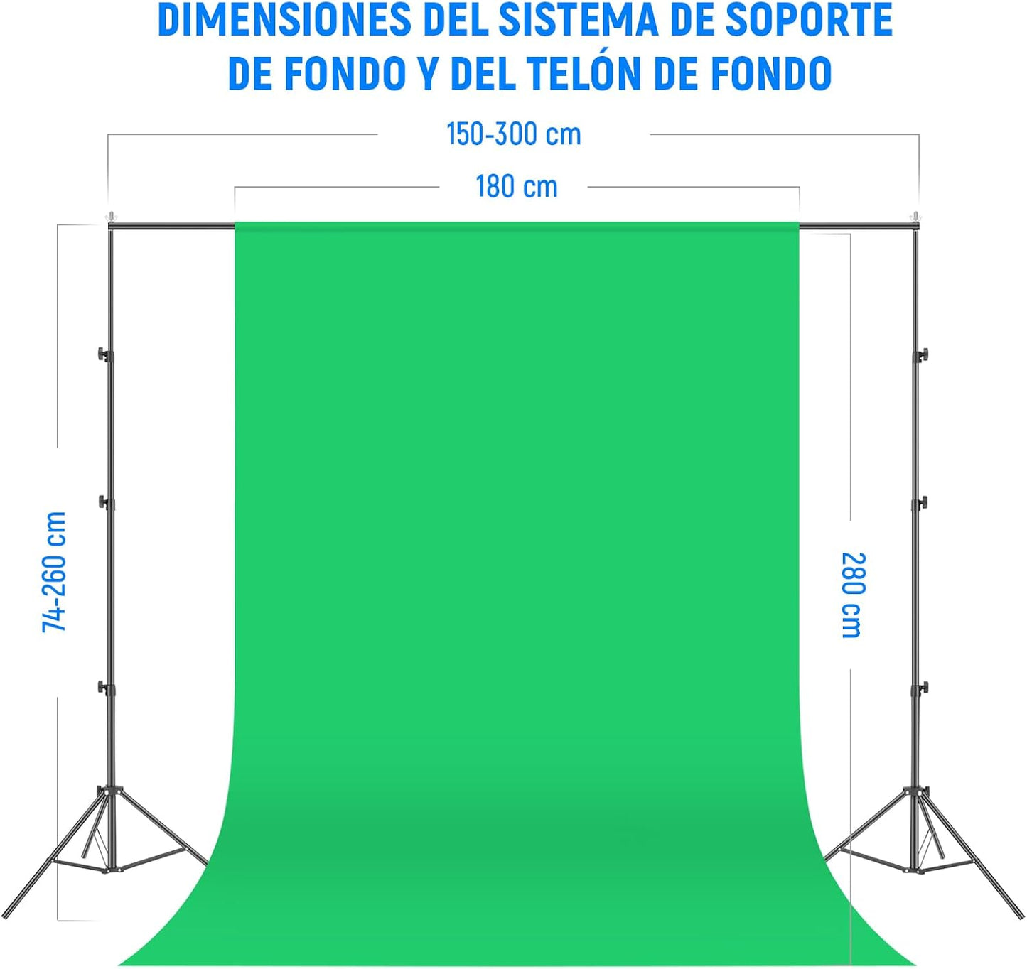 Luz Continua Fotografía Kit con Fondos, 8.5x10ft Soportes, 5700K 800W Equivalentes 24W