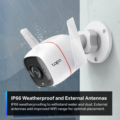 Cámara Seguridad WiFi Exterior 3MP Alexa Tapo C310