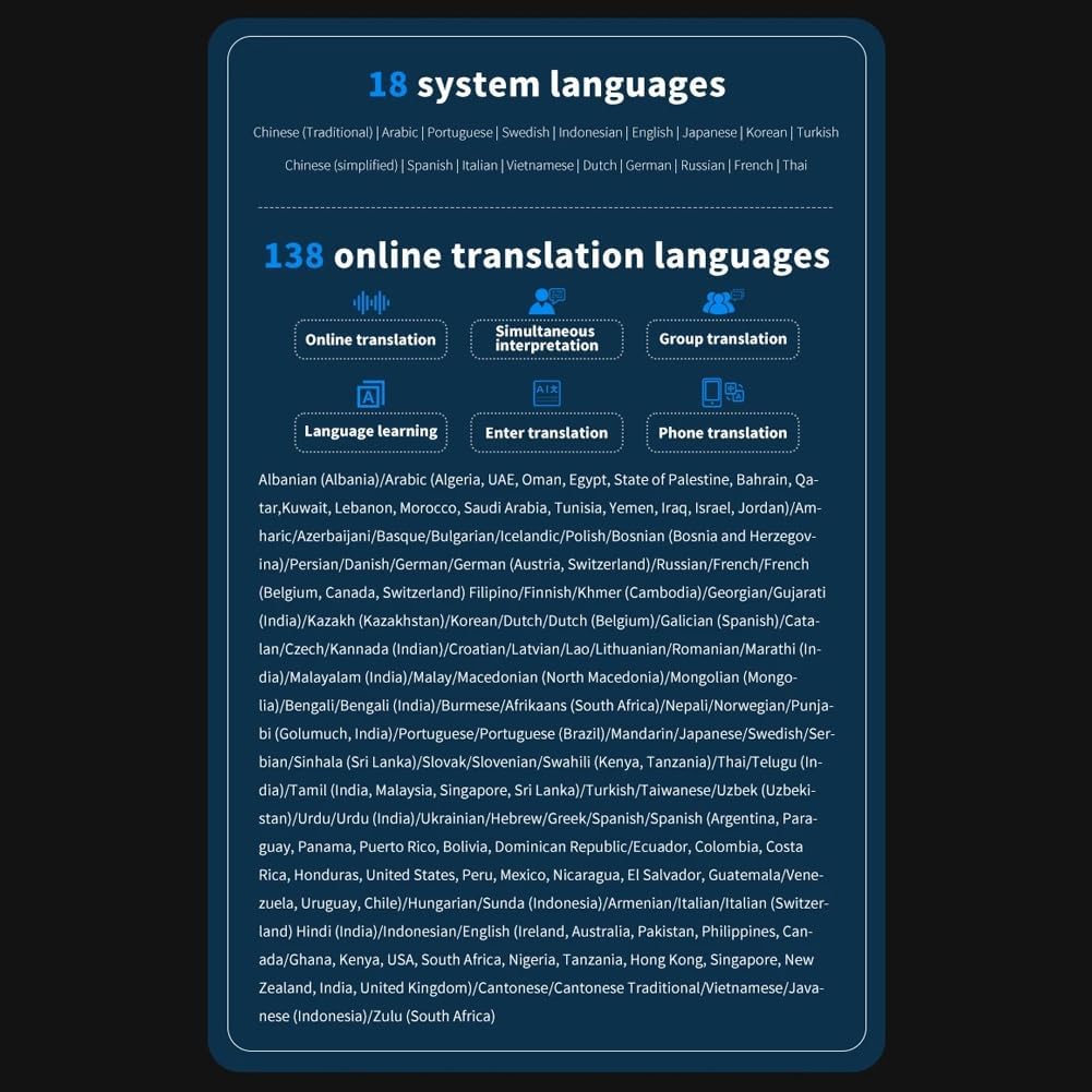 Traductor de Audio Portátil S85, 138 Idiomas, AI Voz. Detalle