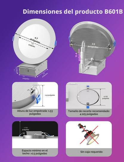 Iluminación empotrable inteligente Govee de 4", H601B luz LED RGBWW