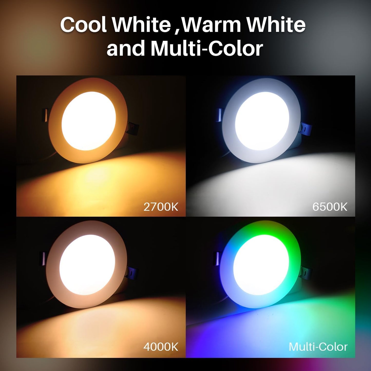 Iluminación LED, inteligente, empotrable, Peteme 4", 6 pack.