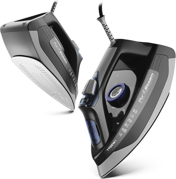 Plancha de vapor Pursteam 1700W Max, para ropa, antiadherente autolimpiante.
