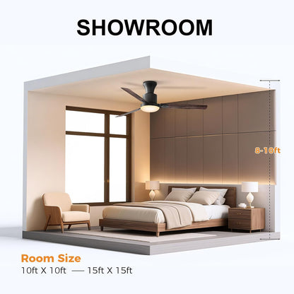 Ventilador de techo, empotrable, 42", control remoto, luz regulable.