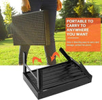 Asador de carbón portátil, plegable de acero inoxidable, uso exterior.