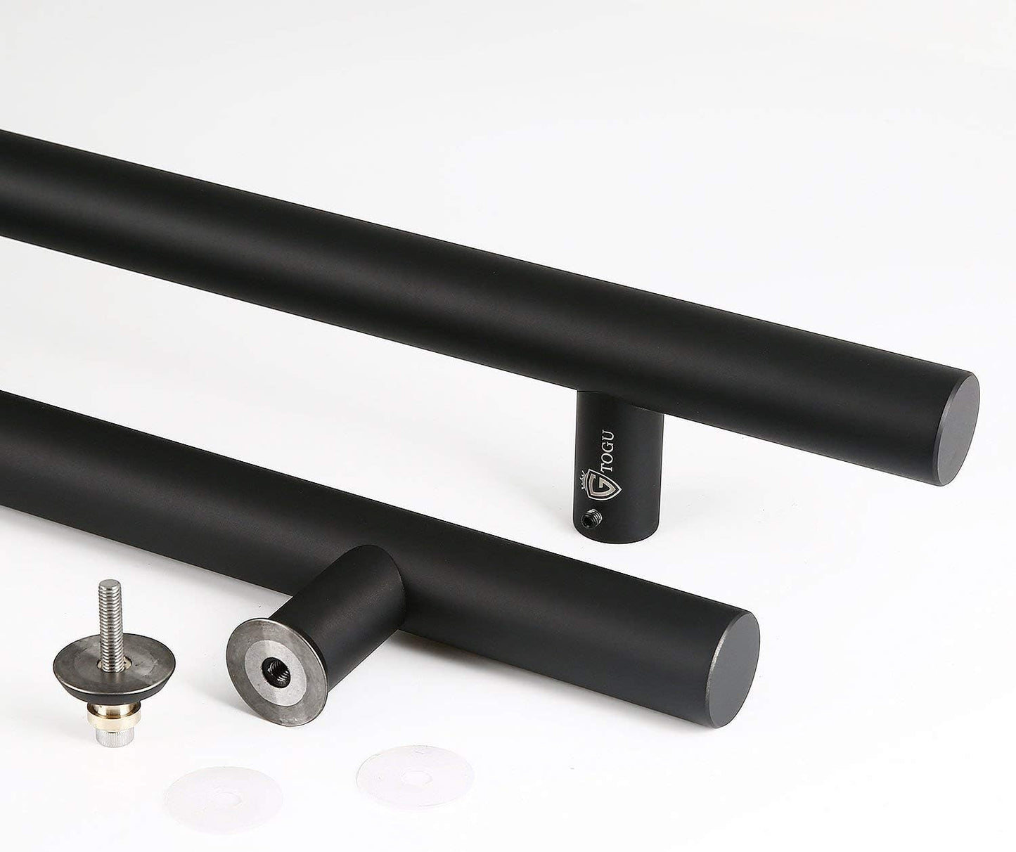 Manija de puerta de acero inoxidable, 48", acabado negro mate.