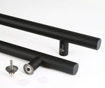 Manija de puerta de acero inoxidable, 48", acabado negro mate.