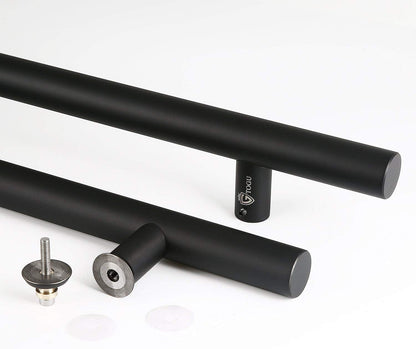Manija de puerta de acero inoxidable, 48", acabado negro mate.
