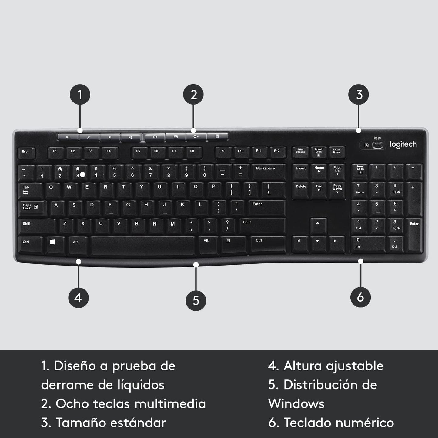 Logitech K270 Teclado Inalámbrico para Windows