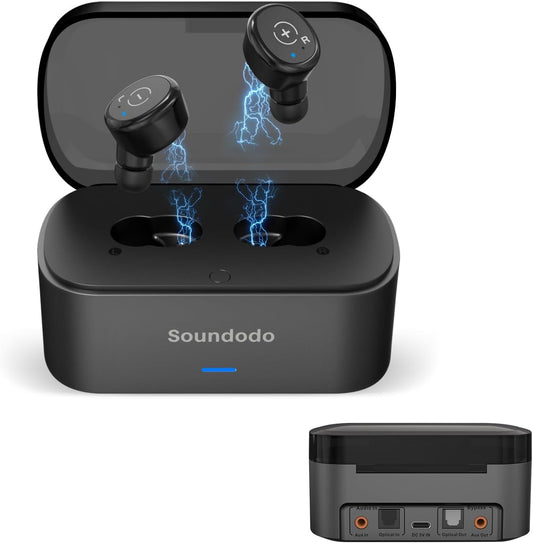 Soundodo - Auriculares inalámbricos para televisión con base de carga.