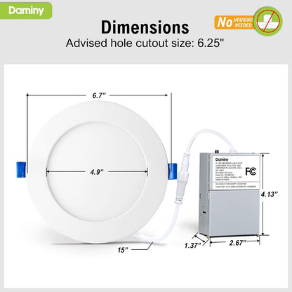 Luz Led Empotrable Daminy 6 Pzas 6'' 10W Regulable CCT